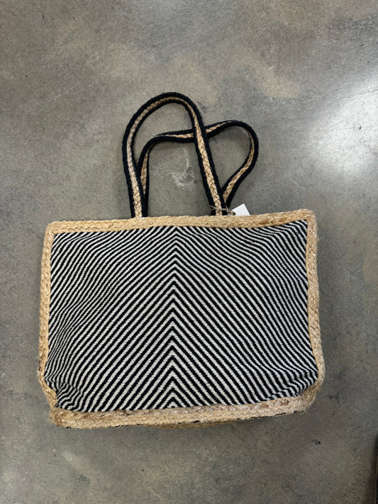 Anna Tote - Jute Tote with Black Pattern