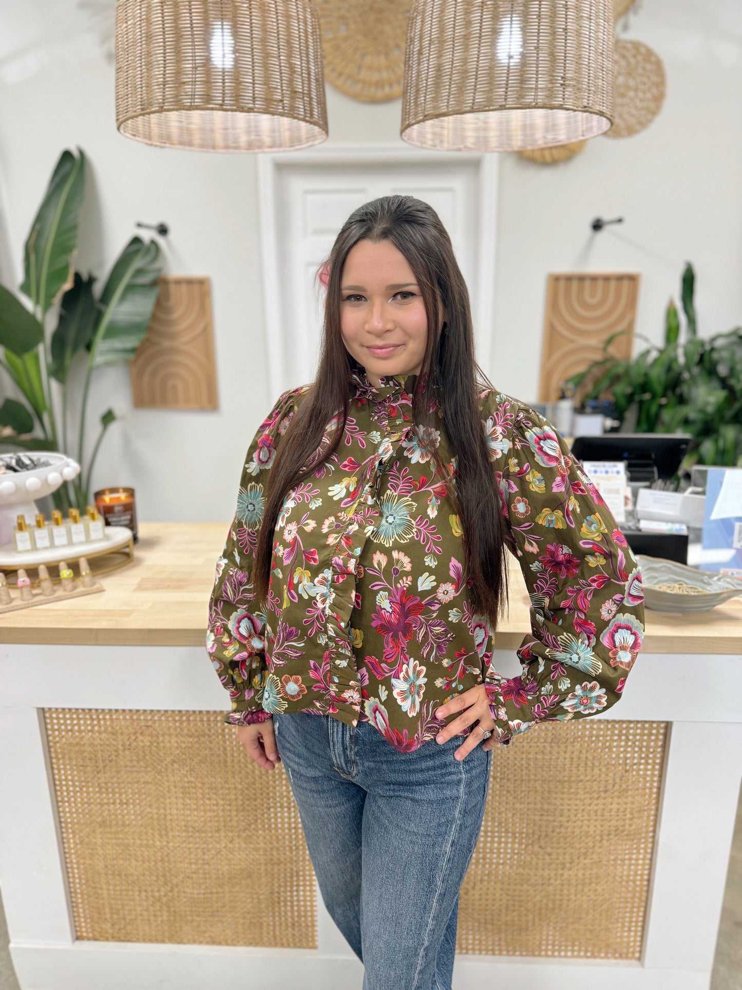 The Laci Ruffle Button Down Blouse