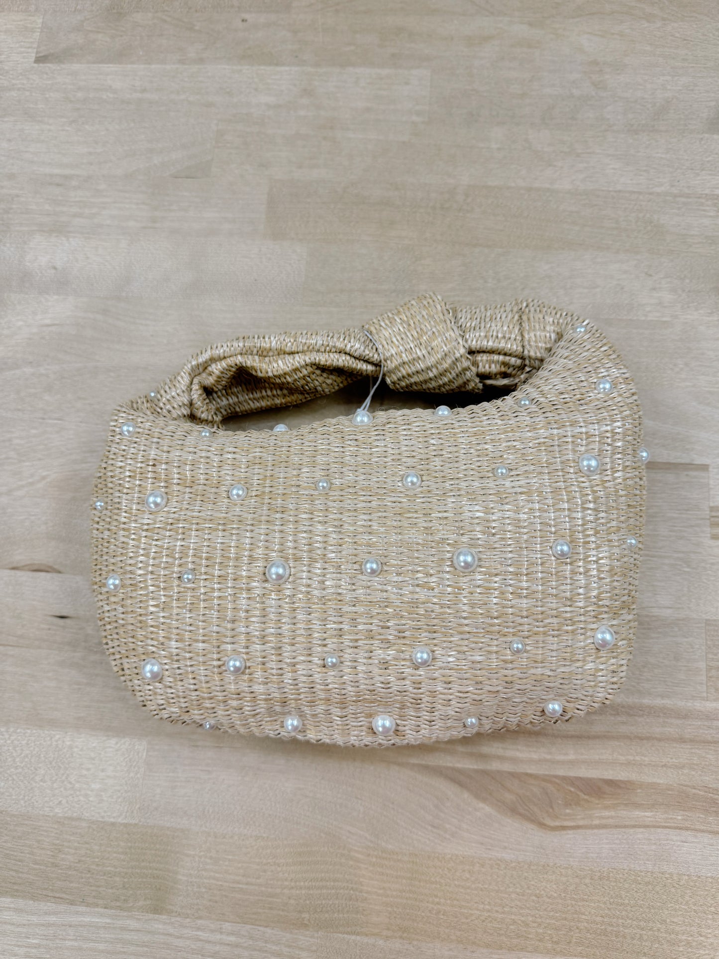 Tracy Straw Pearls Clutch