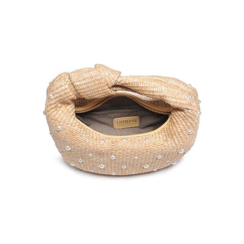Tracy Straw Pearls Clutch