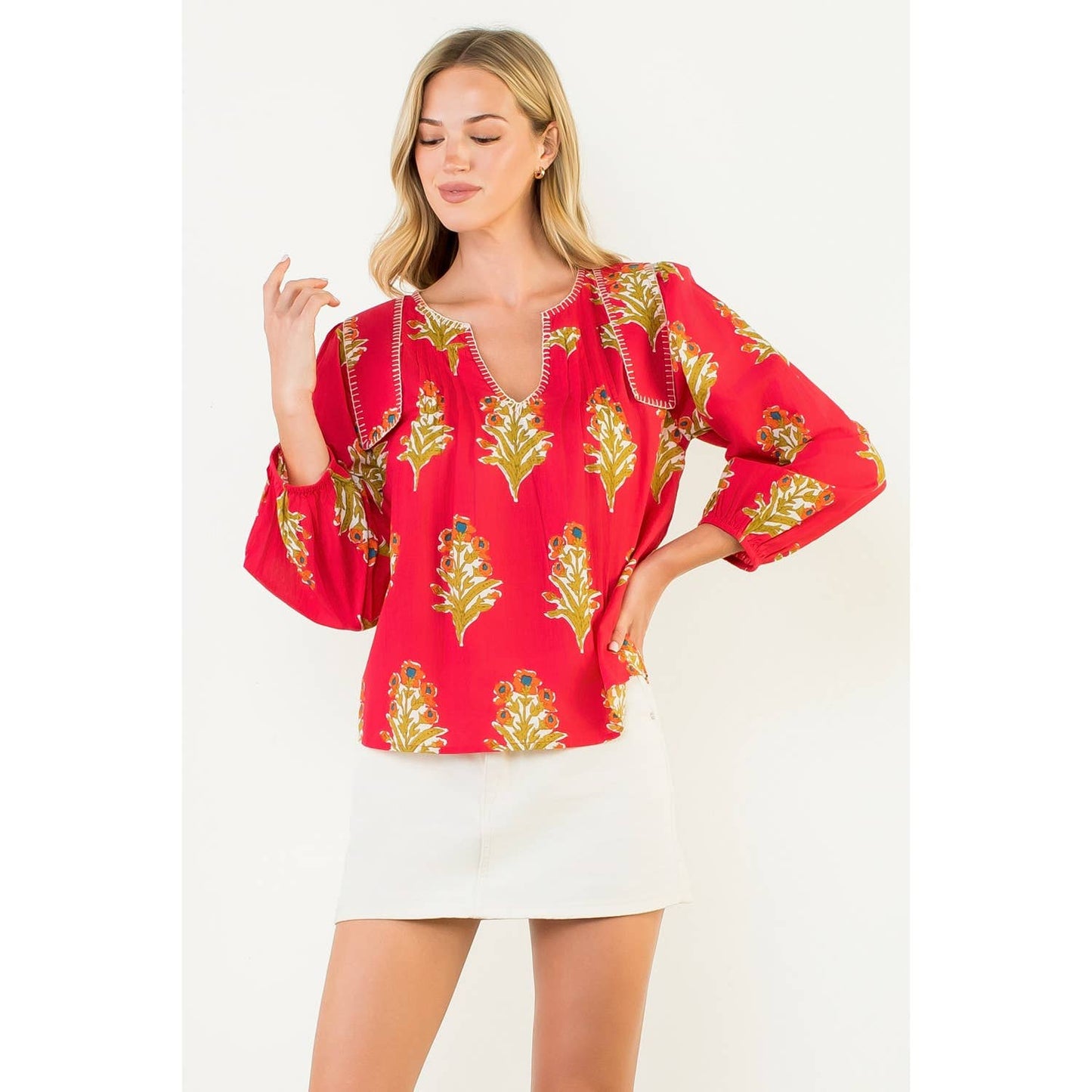 The Margo and Magenta Block Print Blouse