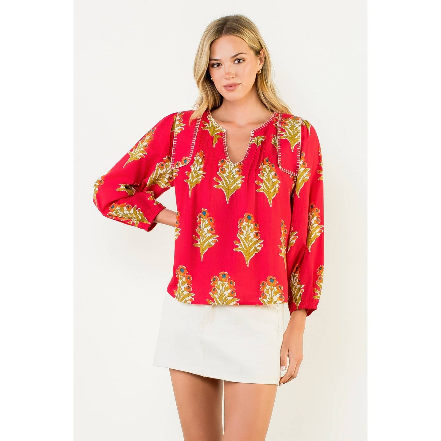 The Margo and Magenta Block Print Blouse