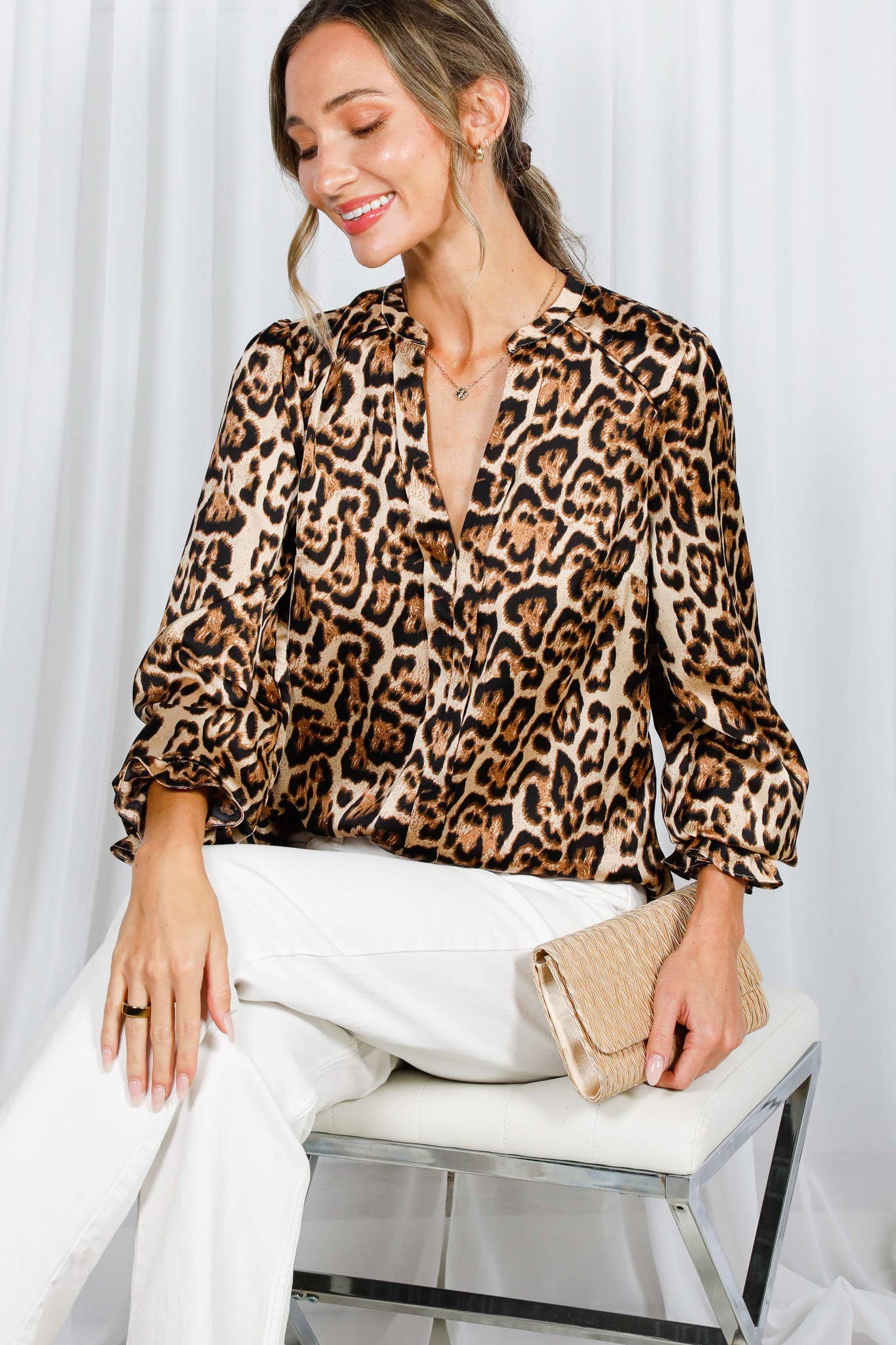 Henley Leopard Print Shirt