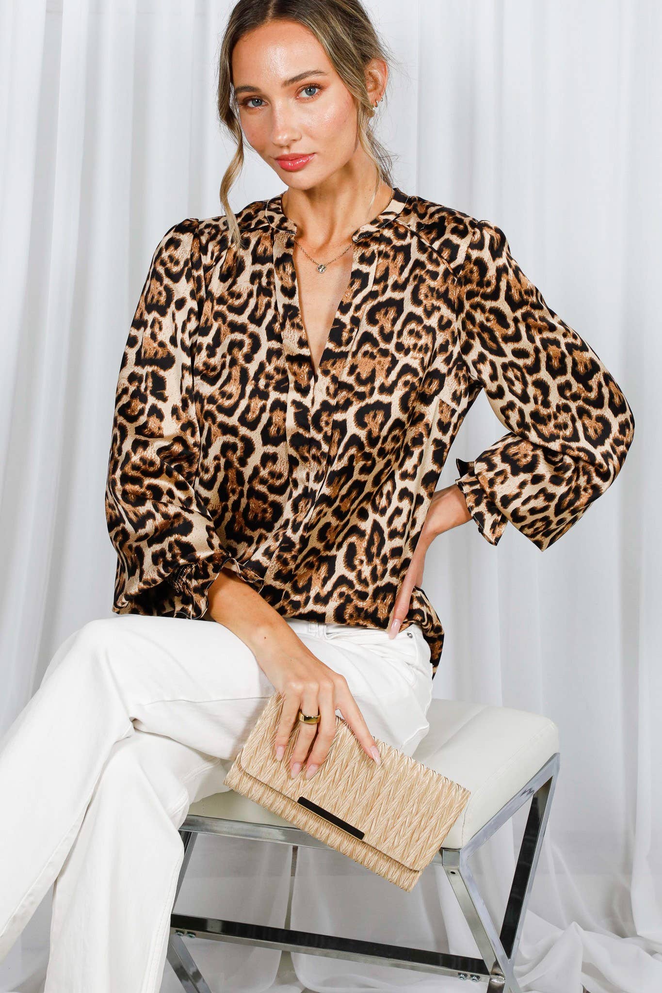 Henley Leopard Print Shirt