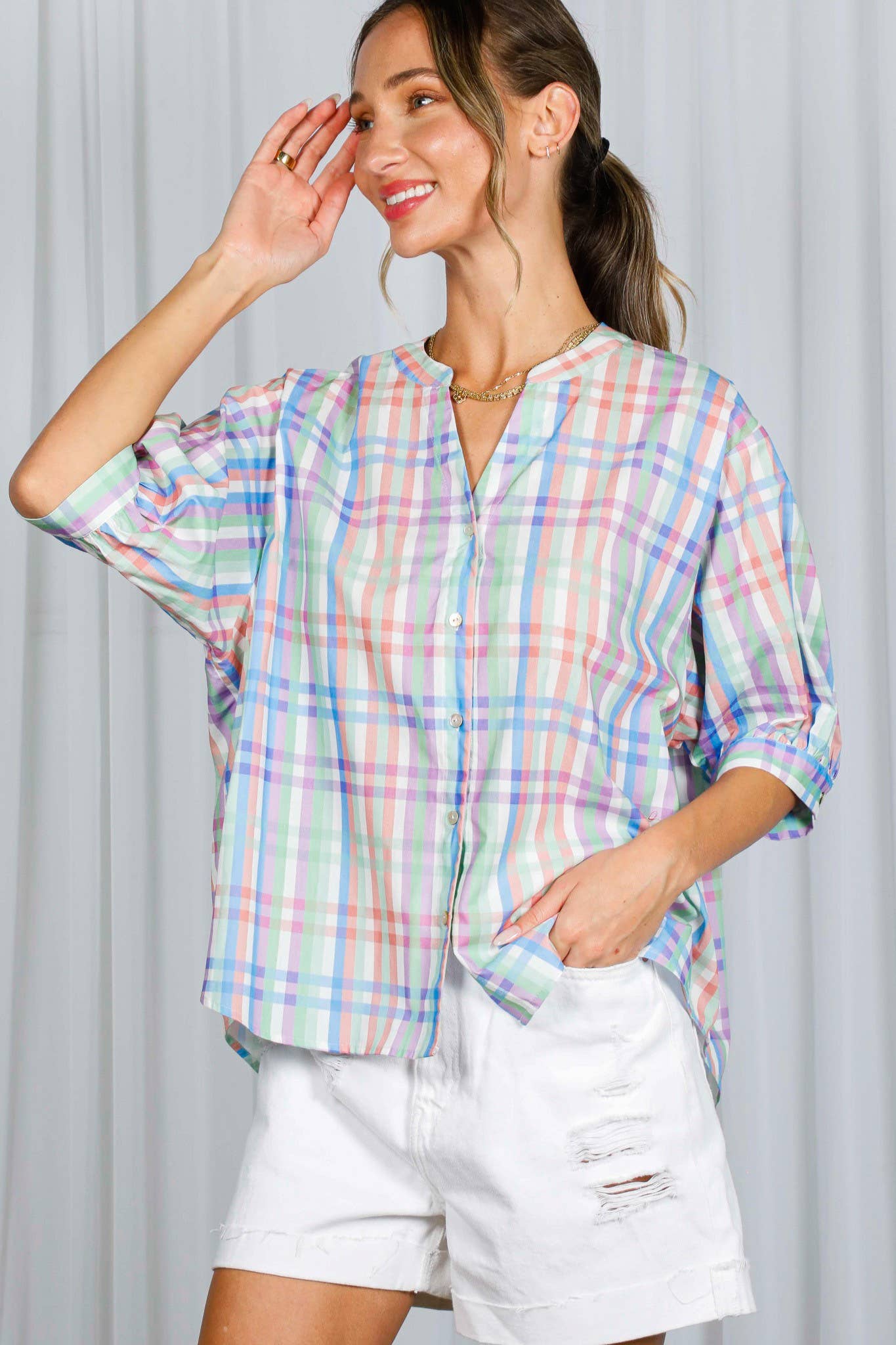 Pastel Bliss Button Down Top