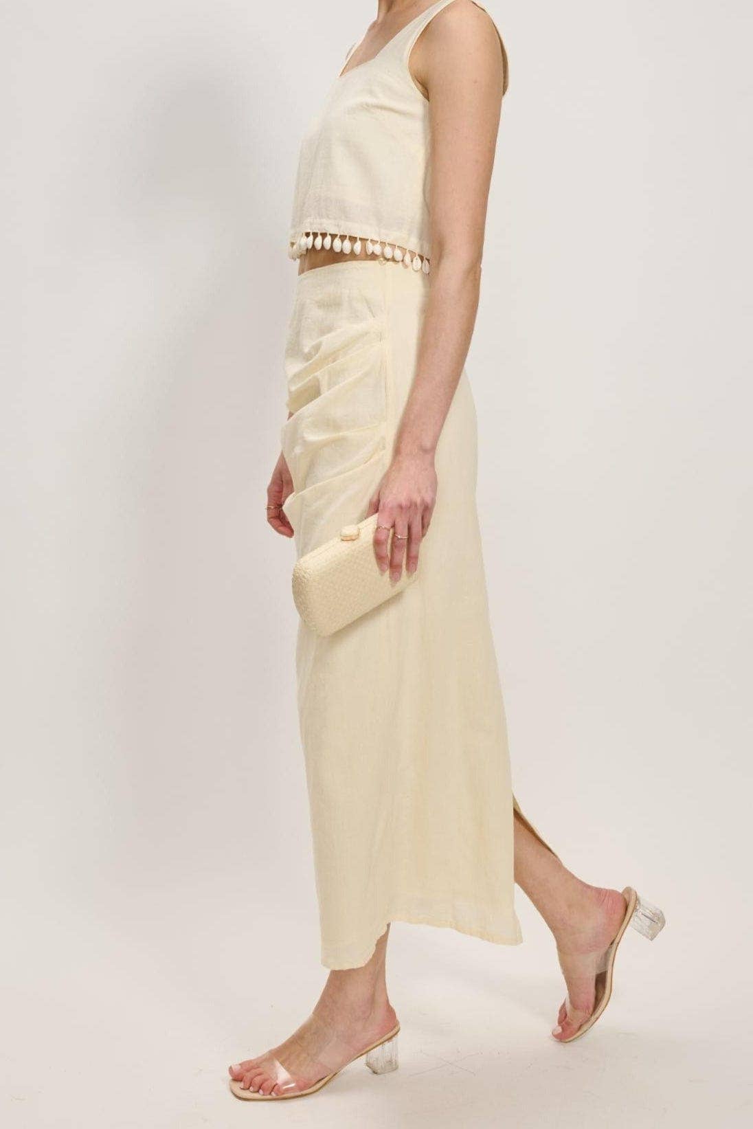 Roxie Straw Clutch With Chain Strap Ivory