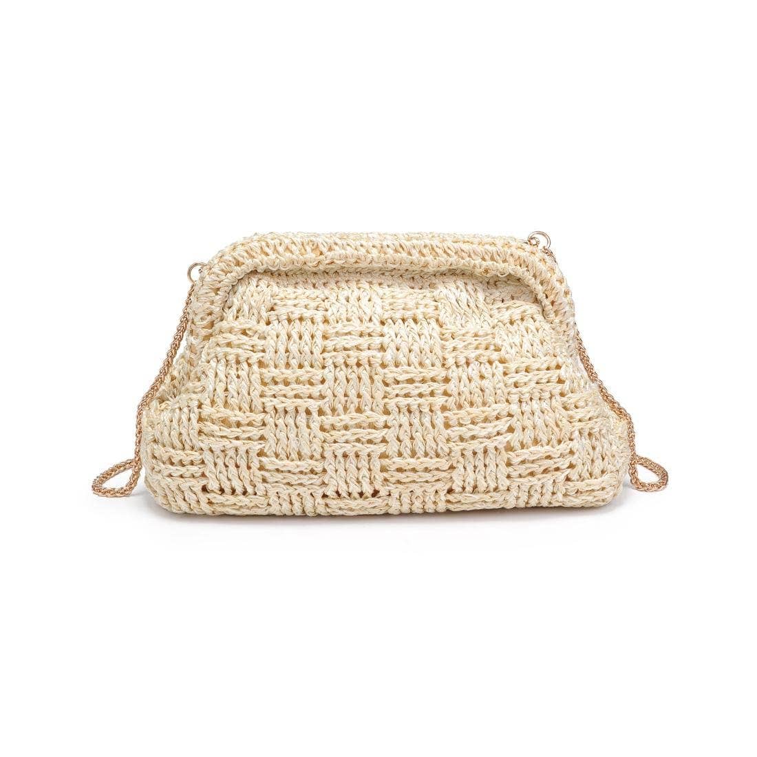Annie Straw Clutch Bag With Chain Strap