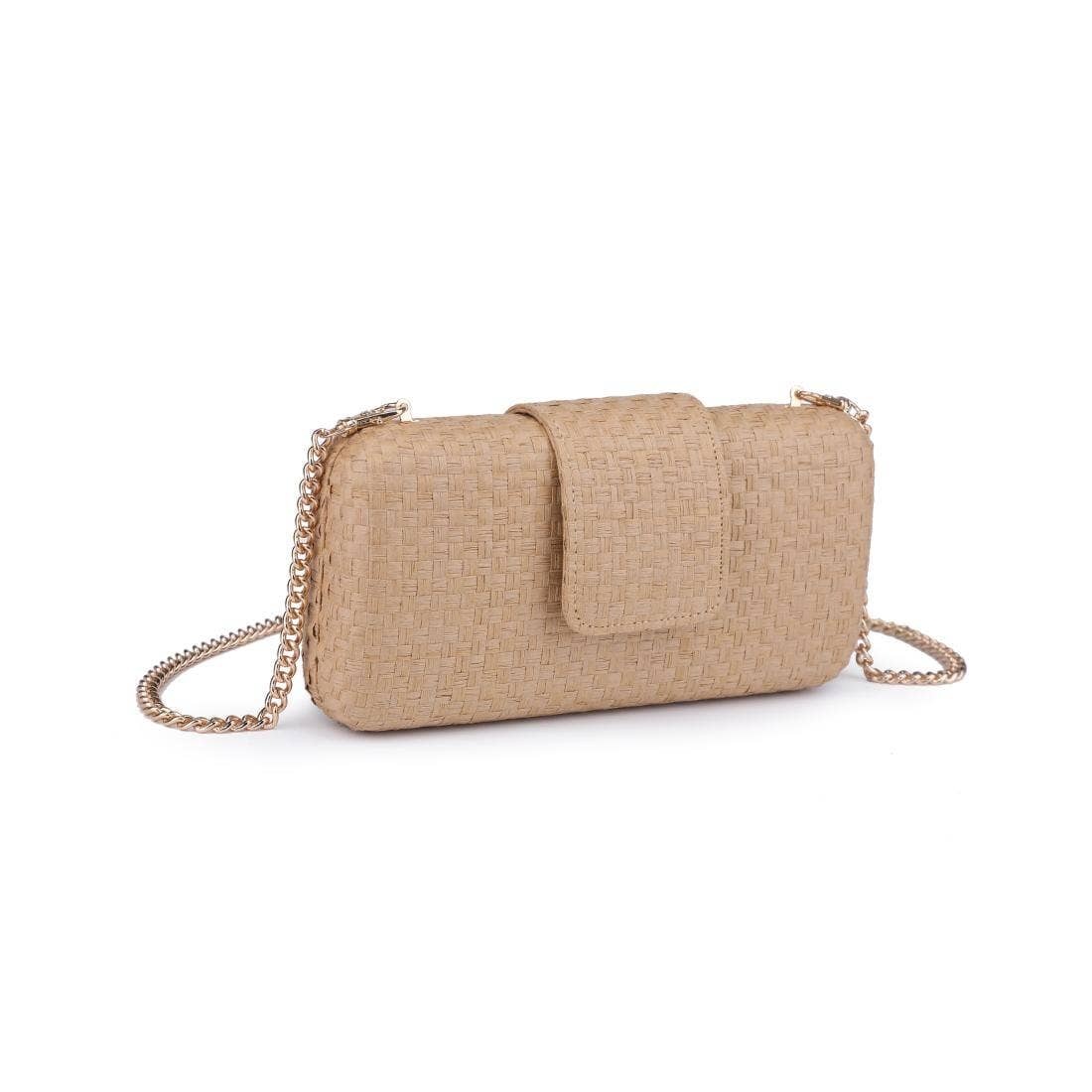 Sylvi Straw Clutch Bag With Chain Strap