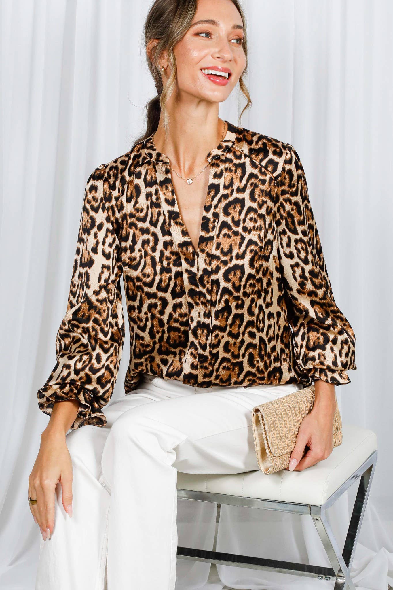 Henley Leopard Print Shirt