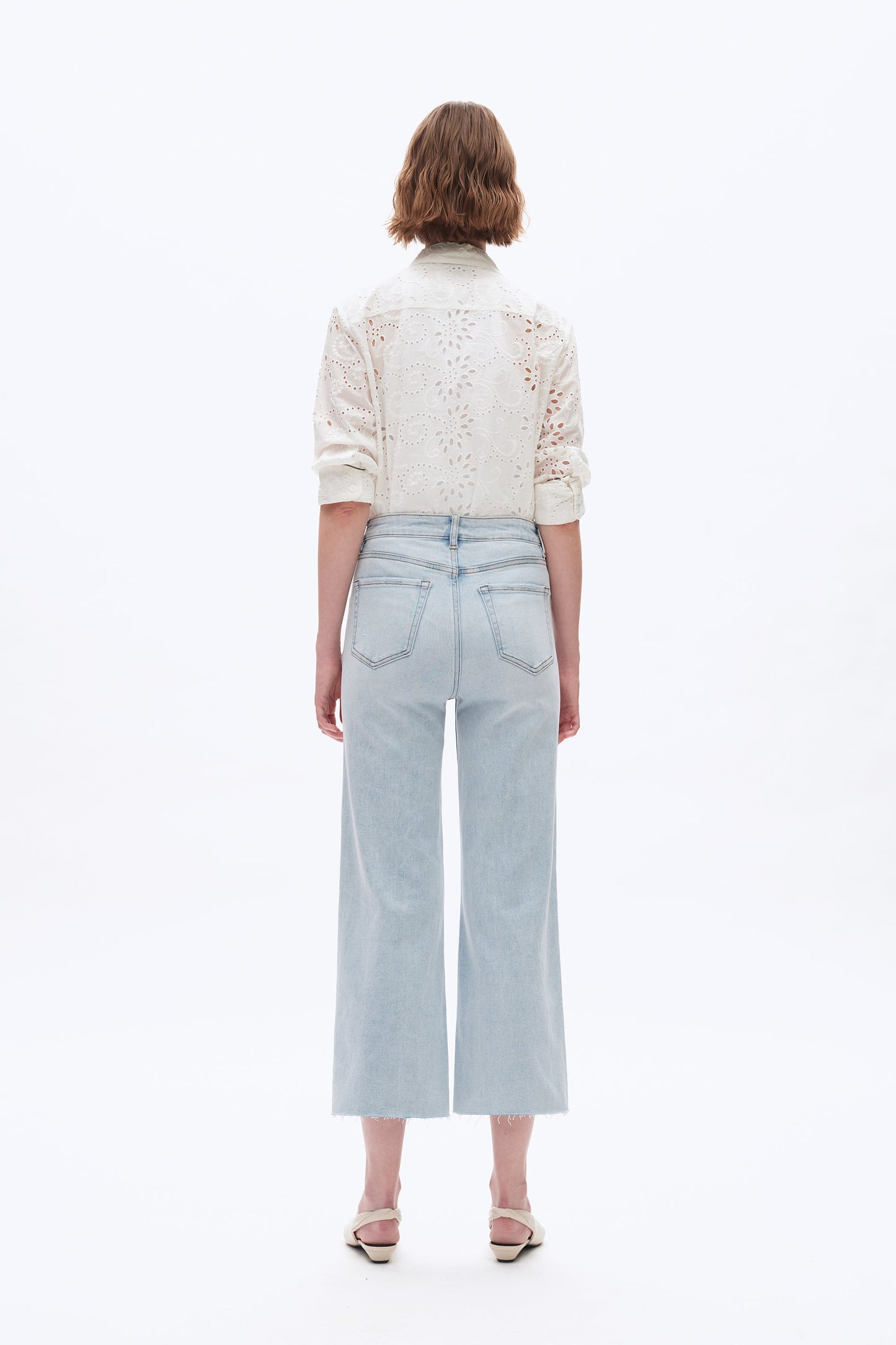Bayeas Raw Edge Cropped Jeans