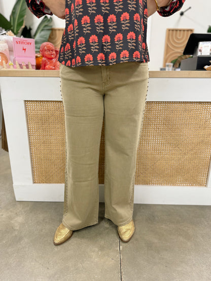 KanCan Stud Mid Rise Wide Leg