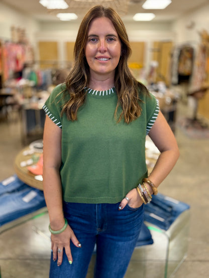 The Stitched Sweater vest Green