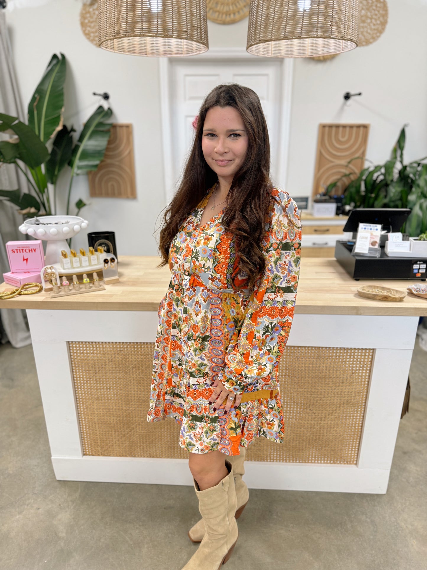 Patchwork Ruffled Mini Dress