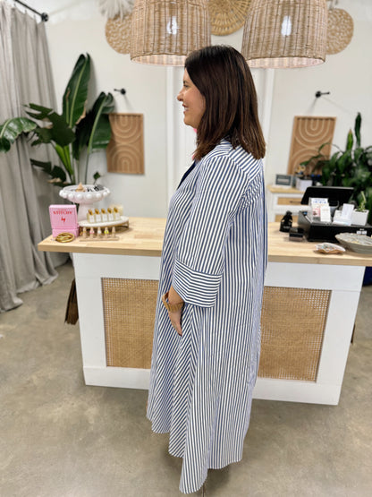 Business Casual Maxi Shirt Dress