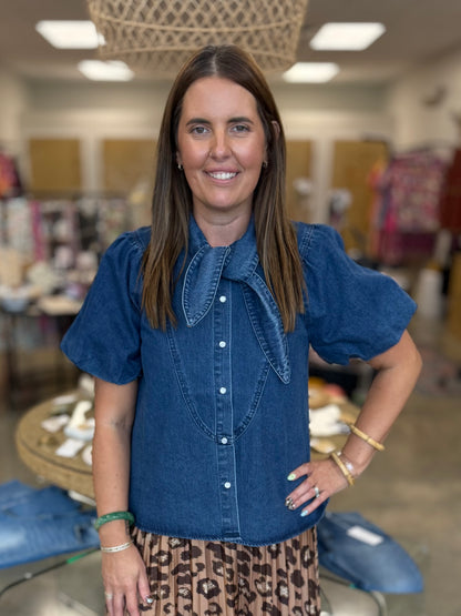 The Darling Dallas Tie Denim Top