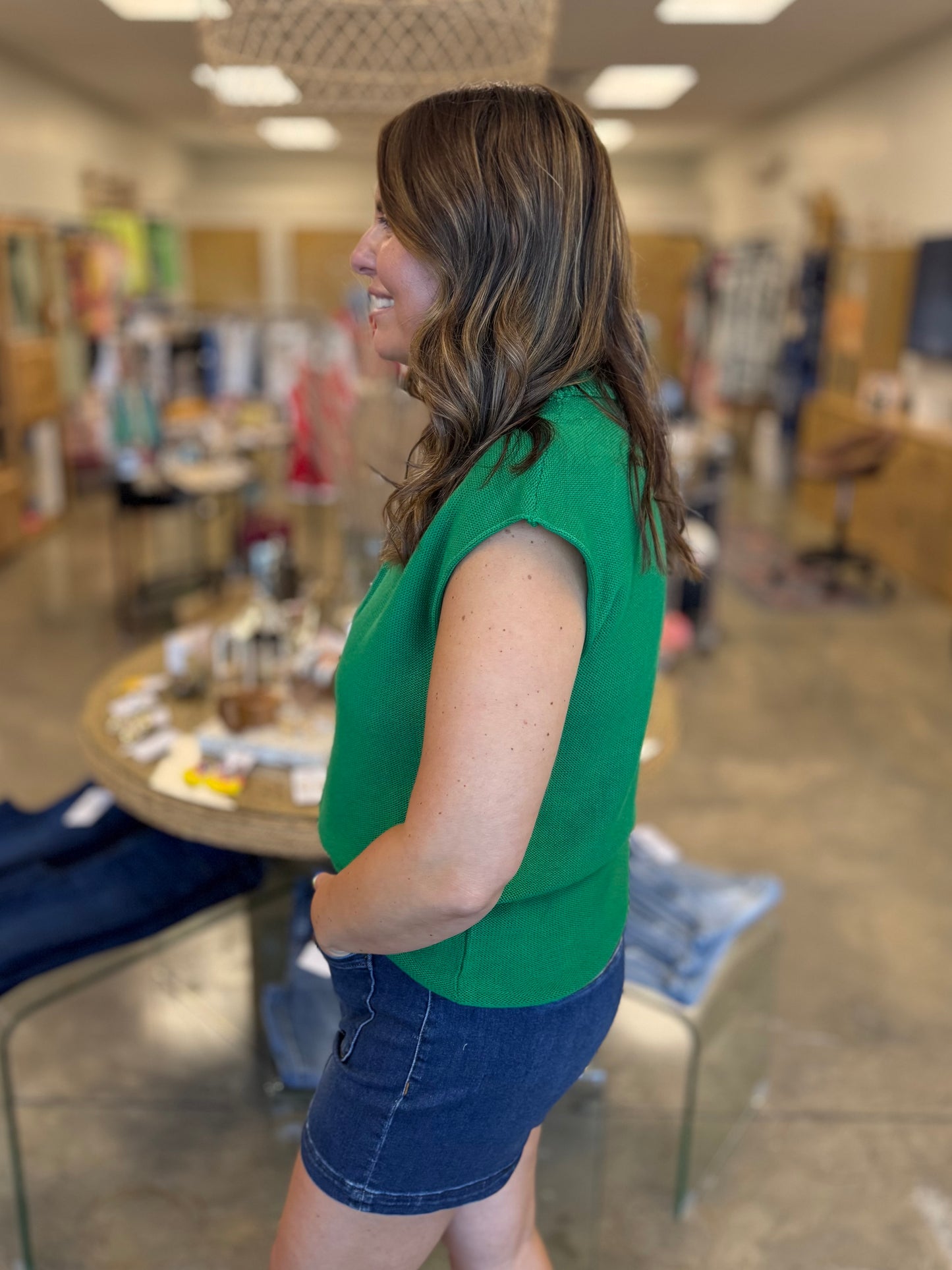 The Bailey Sleeveless Sweater-Green