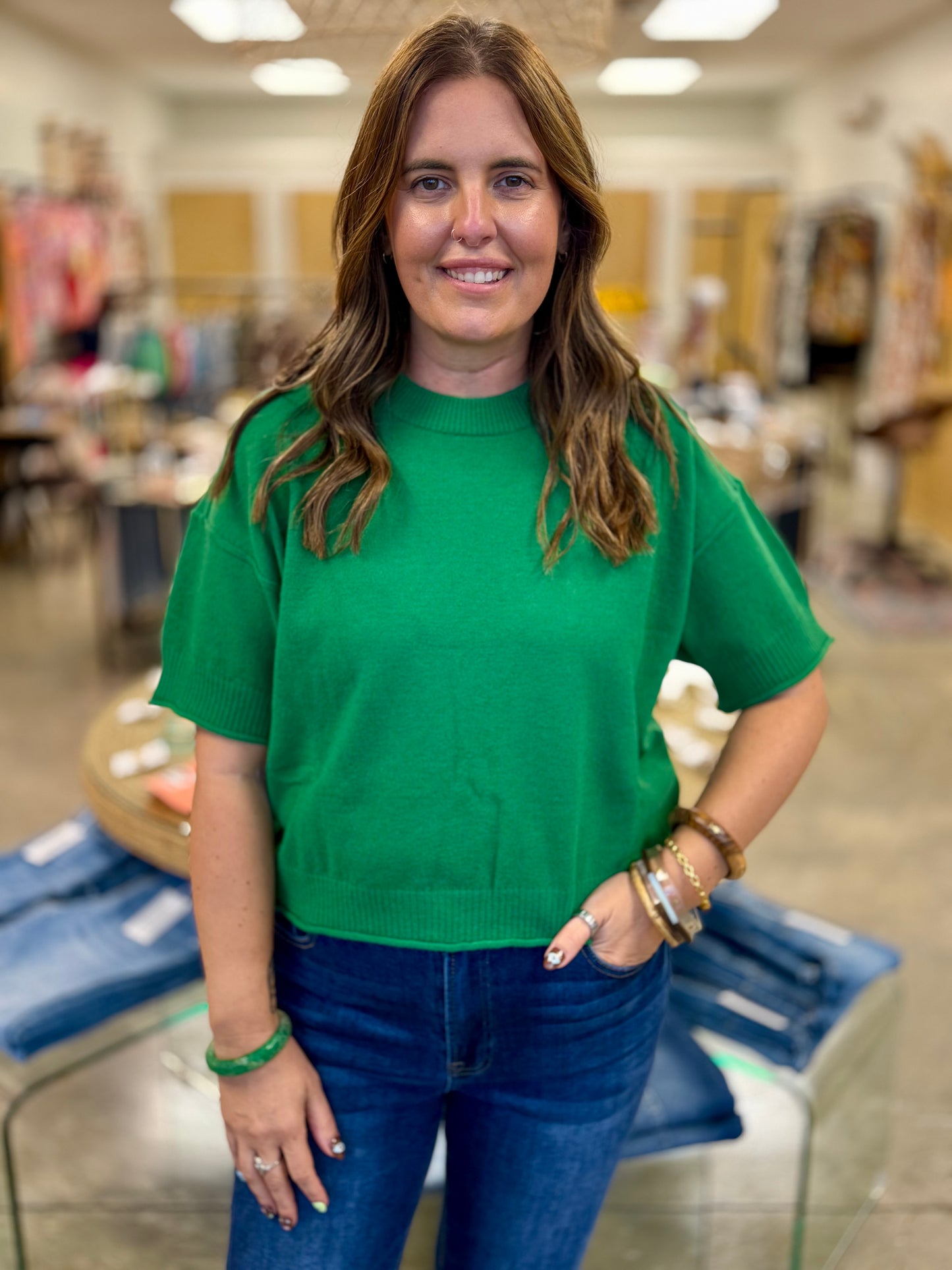 The Rochelle Cropped Sweater Green
