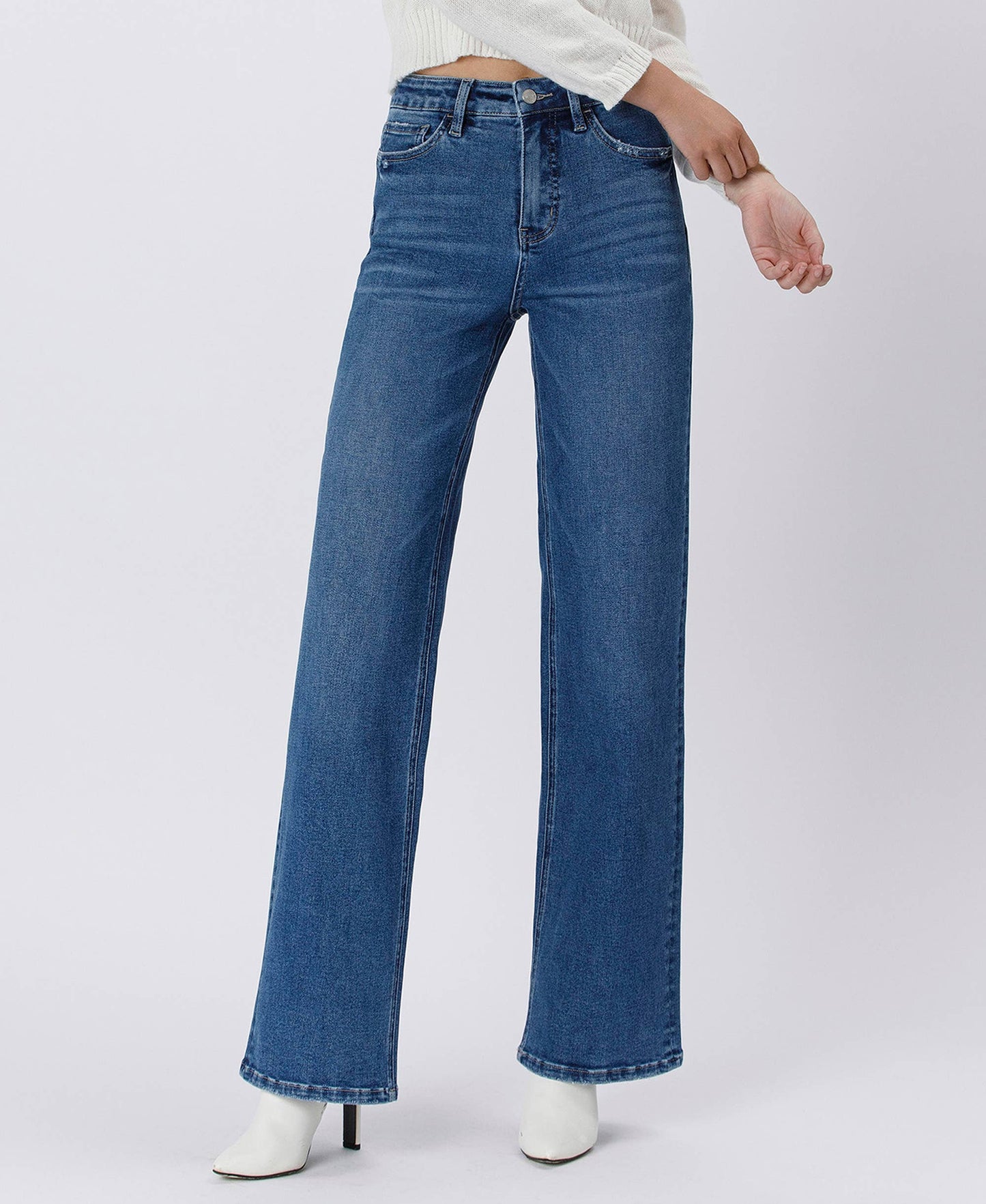 TUMMY CONTROL 90'S SUPER HIGH RISE WIDE LEG JEANS