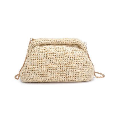 Annie Straw Clutch Bag With Chain Strap
