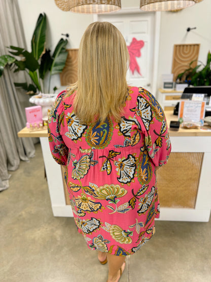 Pink and Paisley Babydoll Dress Curvy