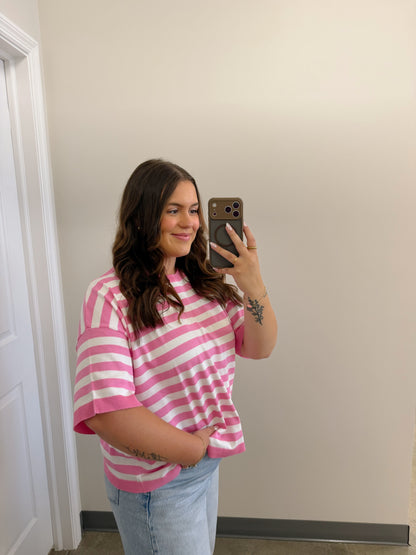 The Crew Stripped Sweater Top PINK