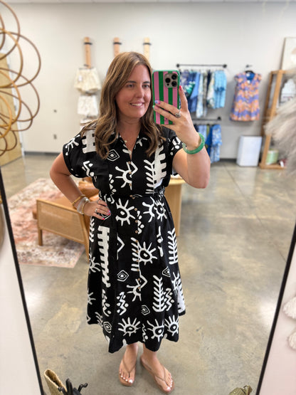 The Native Print Button Down Dress