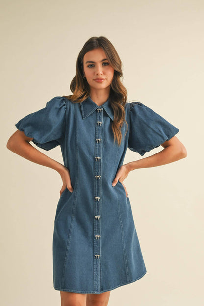 Denim and Bows Mini Dress