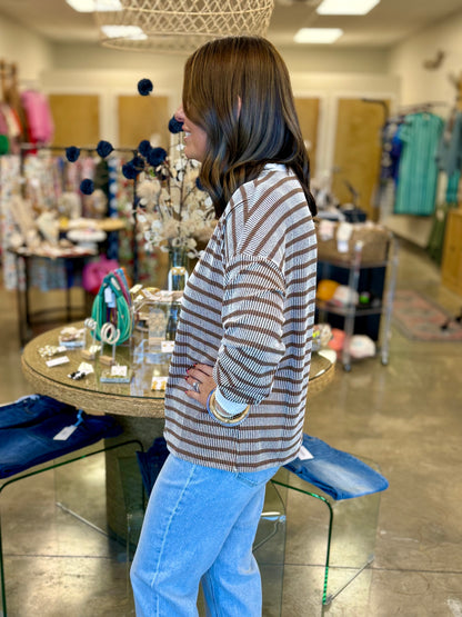 The Sylvia Ribbed Top Brown