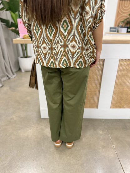 Pocket Full of Posies Cropped Jean Olive