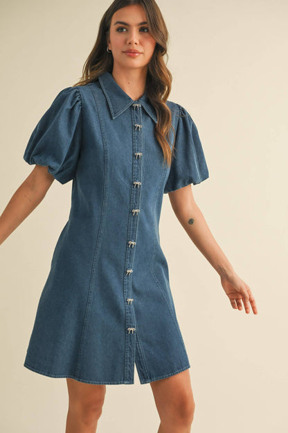 Denim and Bows Mini Dress