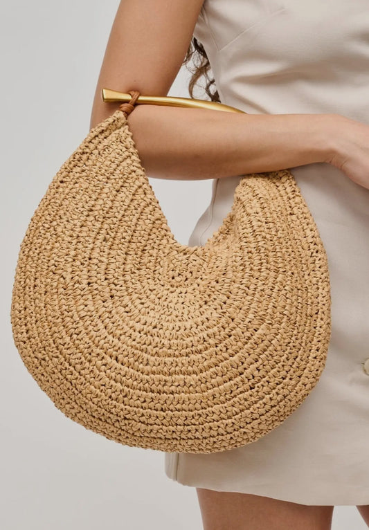 Brielle Circle Straw Crossbody Bag