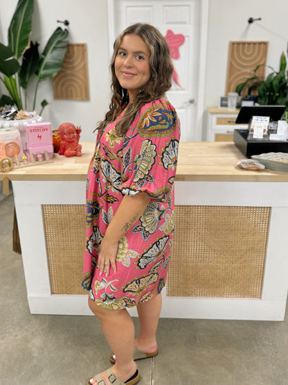 Pink and Paisley Babydoll Dress Curvy