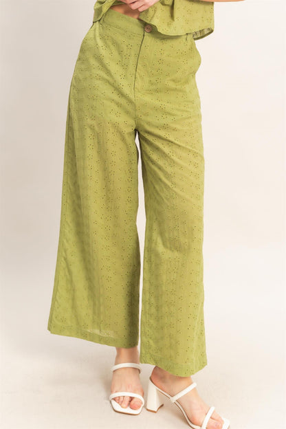 The Floral Eyelet Pants In Palm
