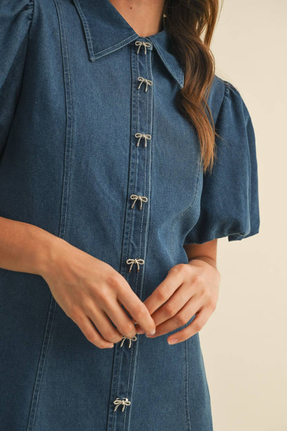 Denim and Bows Mini Dress