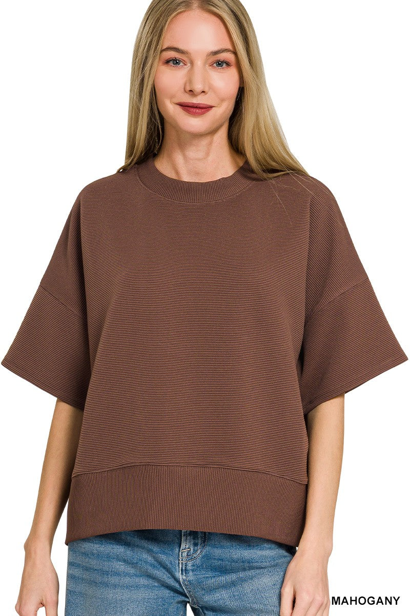 The Banded Ribbed Top Brown