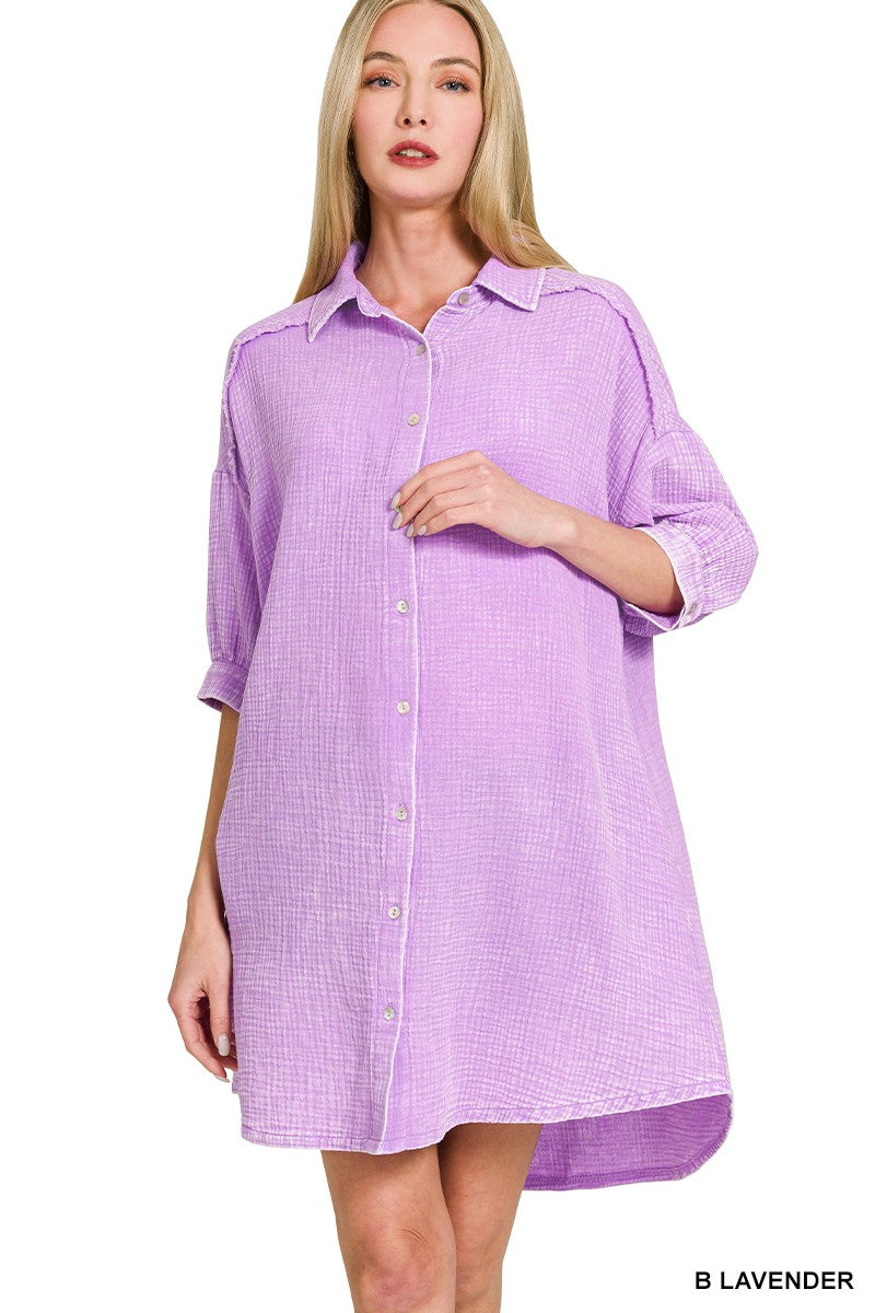 Sitting Dockside Button Down Dress