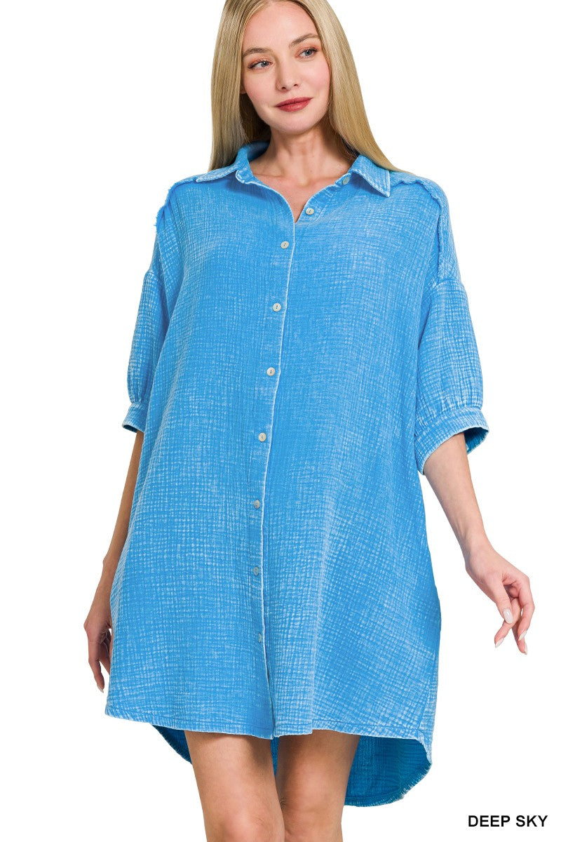 Sitting Dockside Button Down Dress