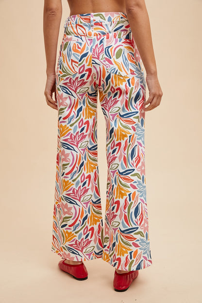 Artistic Floral Jeans