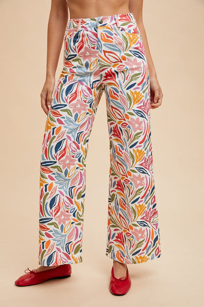 Artistic Floral Jeans