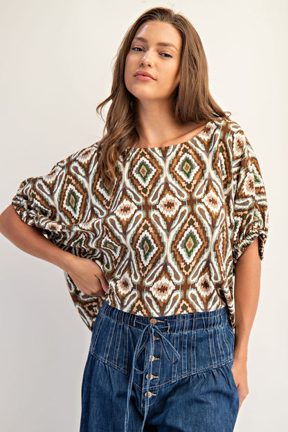 The Monica Blouse Crimson & Mocha