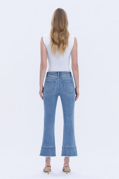 High Rise Trouser Slit Hem Kick Flare Jeans