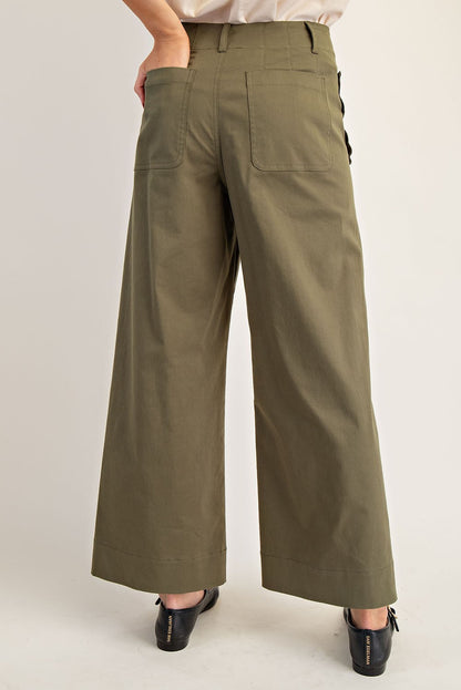 Pocket Full of Posies Cropped Jean Olive