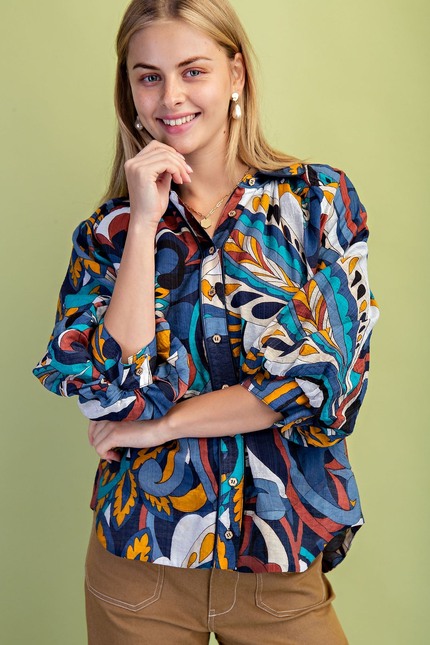 The Indigo Mix Button Down Top
