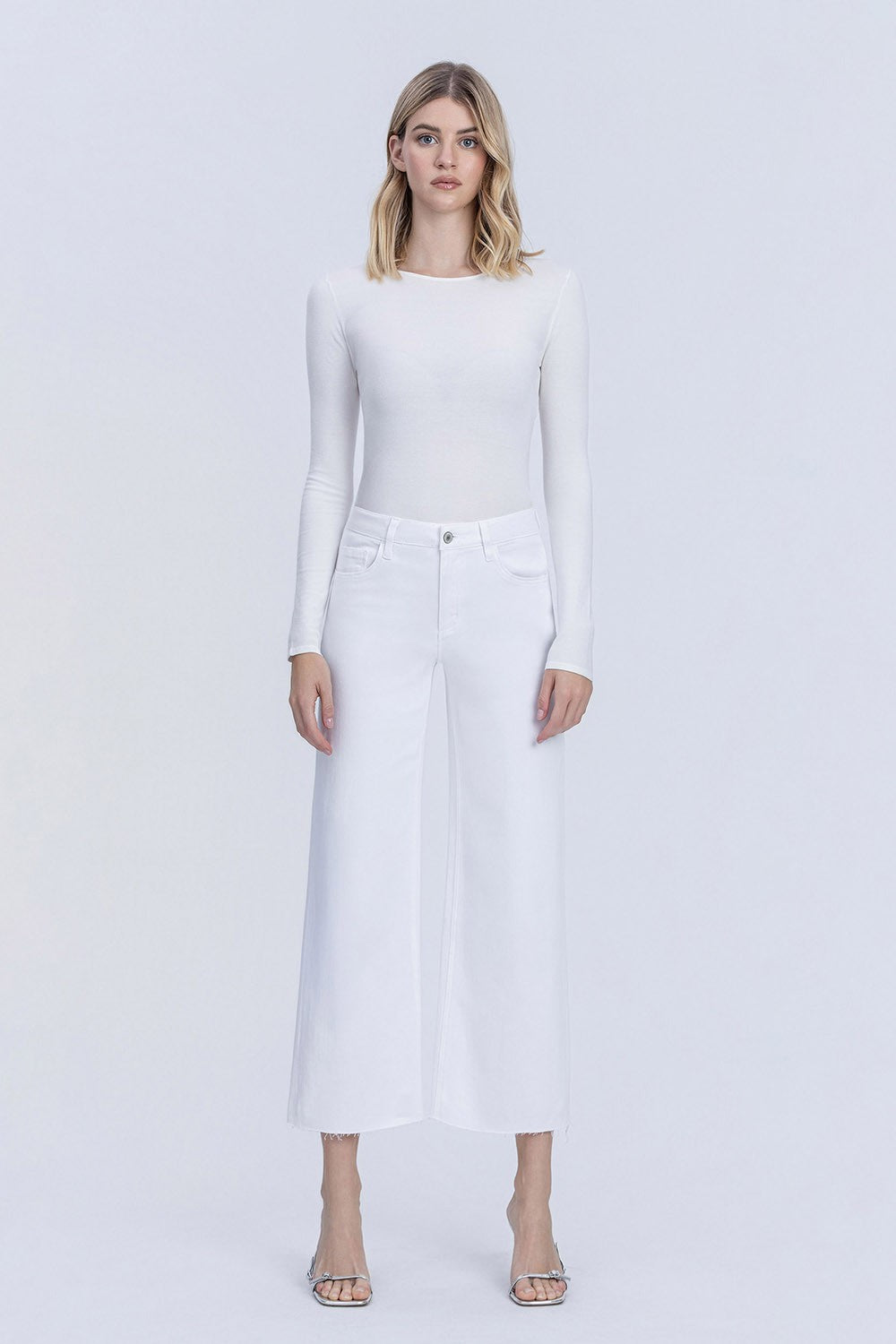 Vervet High Rise Wide Leg White Jean