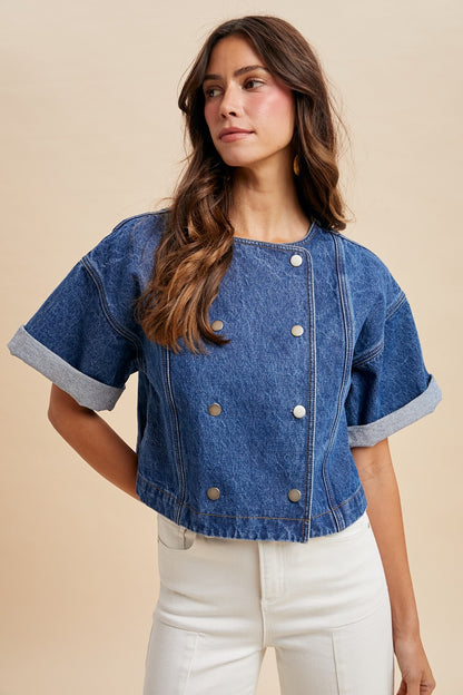 Double Breasted Jean Blouse