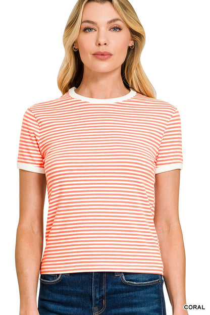 The Candy Stripped T-shirt -Coral