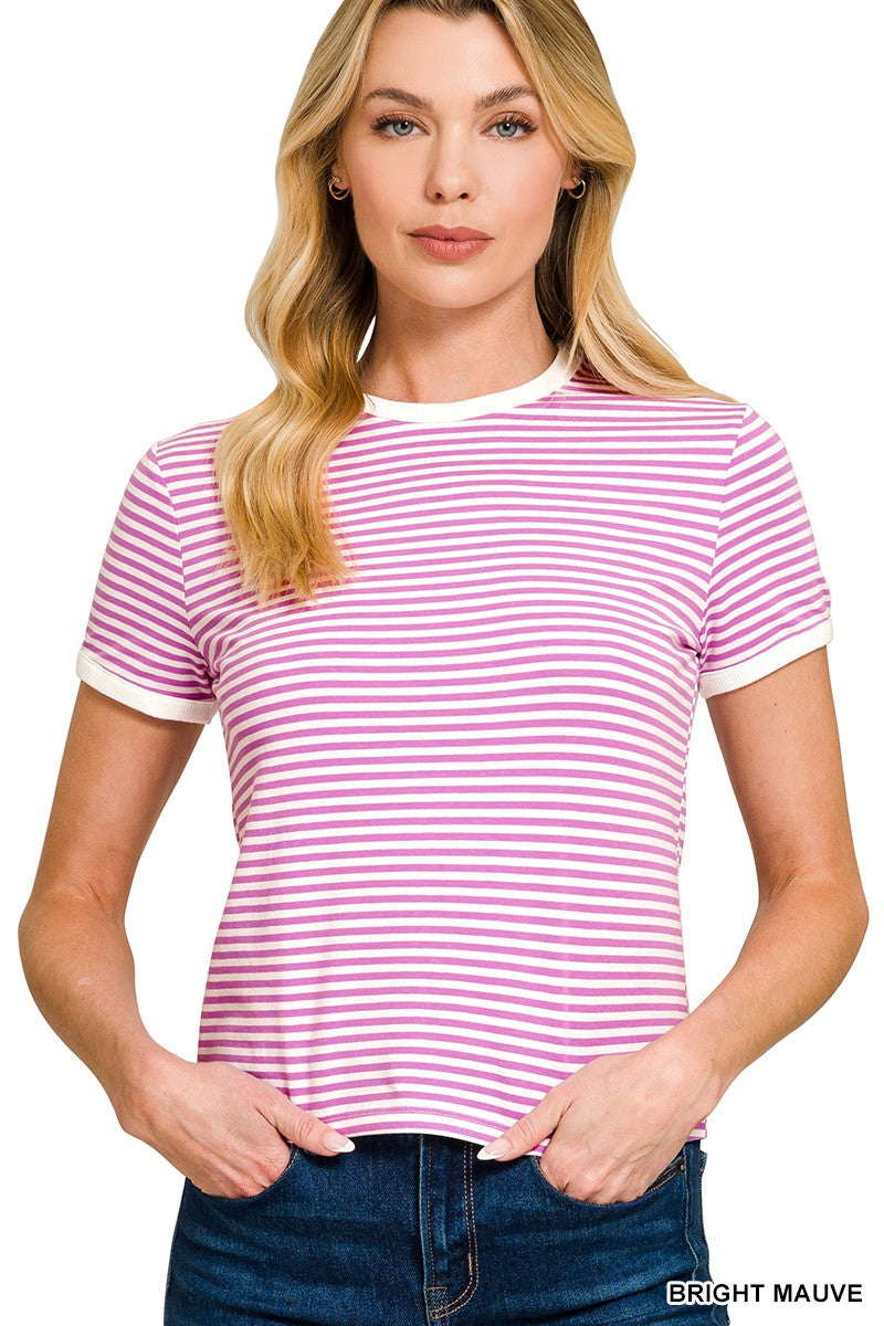 The Candy Stripped T-shirt -Bright Mauve
