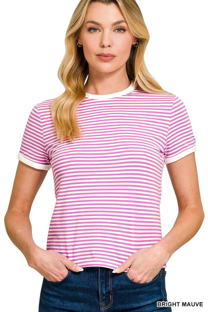 The Candy Stripped T-shirt -Bright Mauve