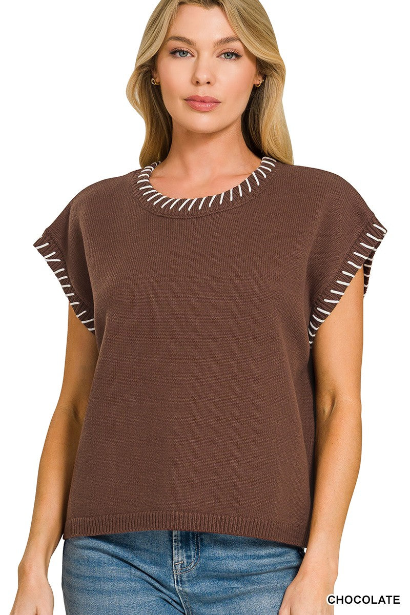 The Stitched Sweater vest Chocolate