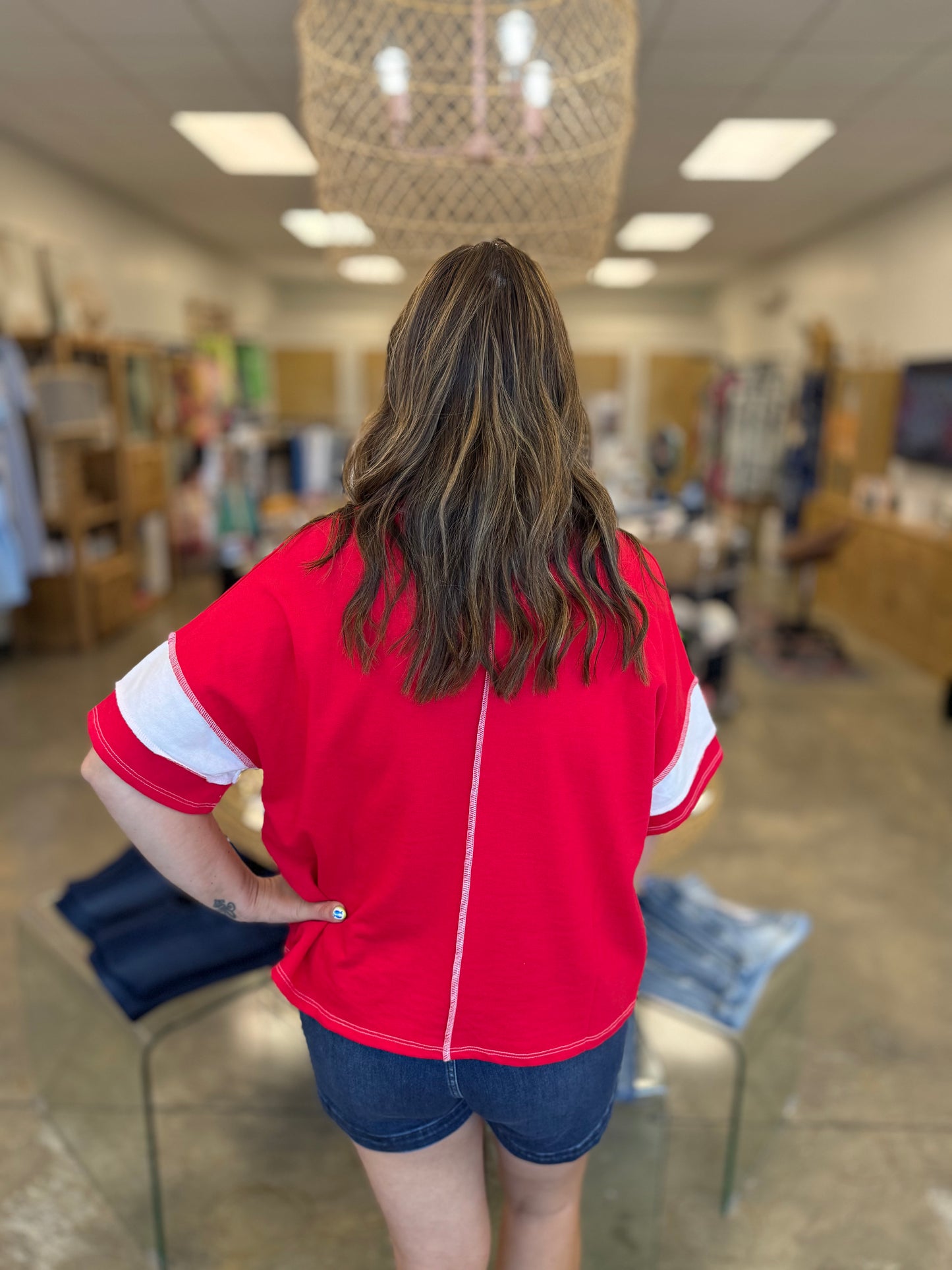 French Terry Striped Top Ruby